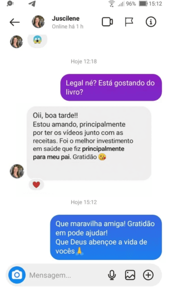 Depoimento cliente Juscilene no Messenger