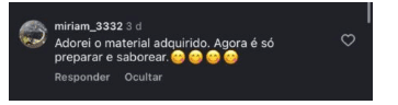 Comentário de cliente no Instagram